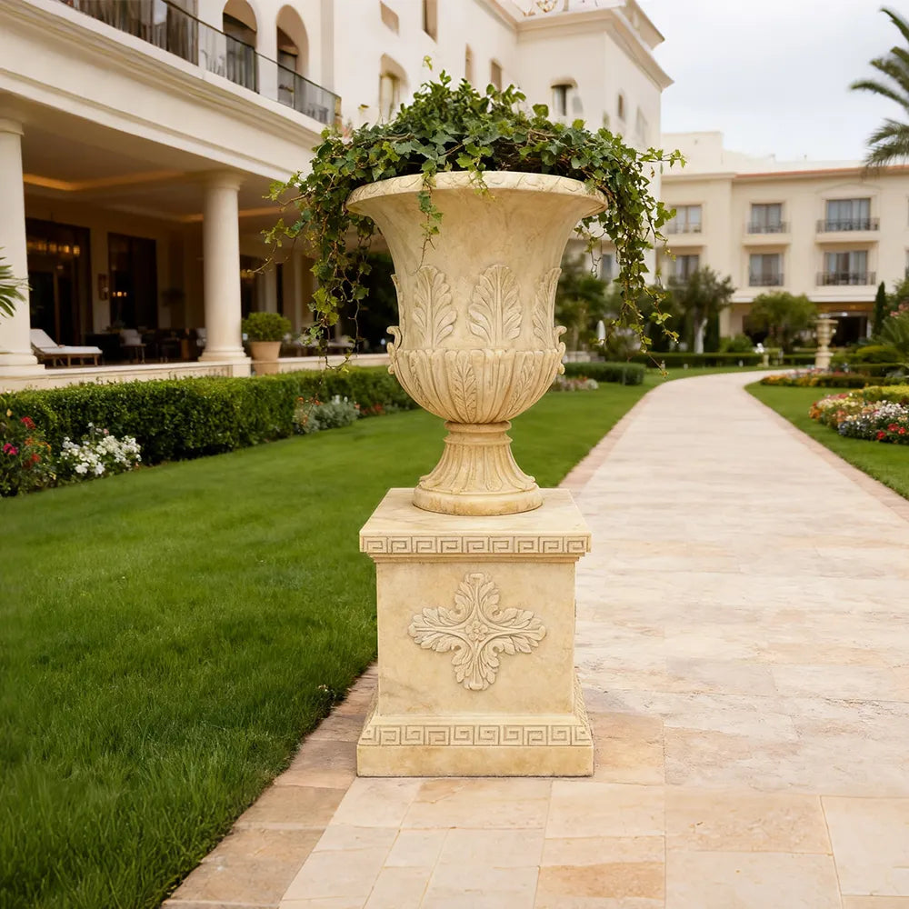 marble plant pot outdoor VICTORY Hand-Carved Beige Marble Planter – Outdoor Stone Flower Pot for  Garden & Courtyard VSM-35