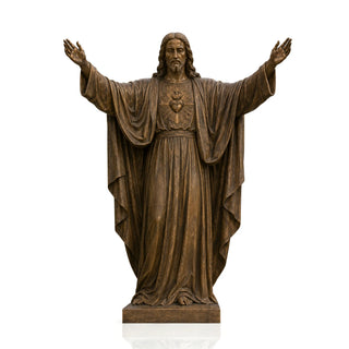 VICTROY Bronze Jesus Statue Catholic Church Sacred Heart Christ Sculpture for Indoor & Outdoor VSB-123