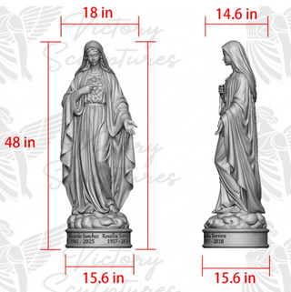 VICTORY Marble Immaculate Heart of Mary Statue with Personalized Engraving – 50% Deposit for Vianey