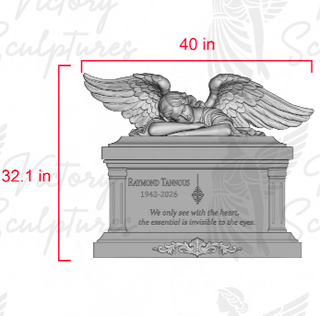 VICTORY Dark Gray Marble Angel Gravestone, Custom Link for Marc