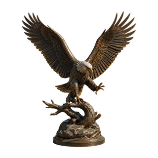 American bald eagle bronze public art sculpture with open wings for parks, memorial gardens, and outdoor spaces