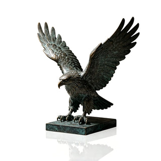 Handcrafted bronze eagle statue with spread wings for indoor and outdoor spaces