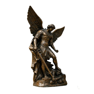 Antique bronze Michael sculpture designed for church décor and sacred religious spaces VSB-74