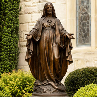 Antique bronze Sacred Heart of Jesus statue for churches and Christian memorial spaces VSB-47