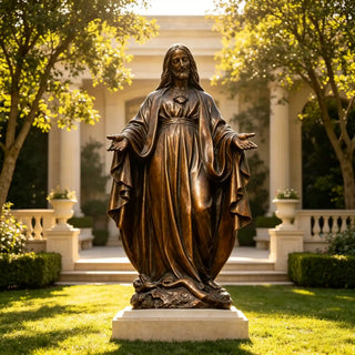 Antique bronze Sacred Heart of Jesus statue for churches and Christian memorial spaces VSB-47