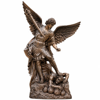 Custom bronze Archangel Michael warrior sculpture perfect for churches, cathedrals, memorial gardens.