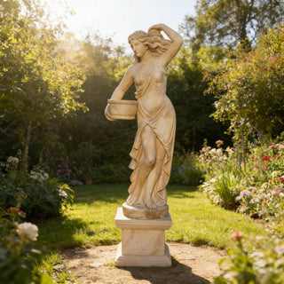 Hand-carved beige marble greek statue in classical Roman style for luxury garden decor vsm117