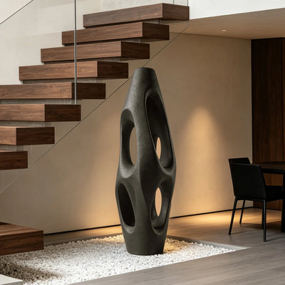 Decorative hollow bronze floor statue for modern interior, hallway and staircase decor