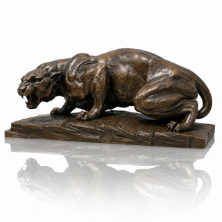Outdoor bronze guardian panther statue with antique bronze finish for luxury estate entrances VSB-148