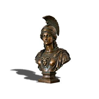 Bronze Athena bust sculpture, vintage goddess statue for gallery, hotel, or luxury interior