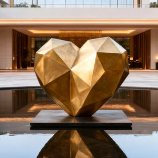 Modern bronze geometric heart sculpture for luxury hotel décor and light luxury garden VSB-69