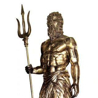 Gilded bronze Poseidon statue for boutique club interior decor  or cultural institution courtyard