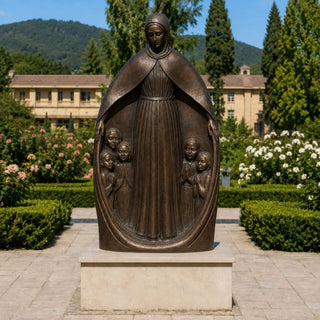 Bronze Our Lady of Medjugorje statue with protective mantle for Catholic churches, shrines, and prayer gardens
