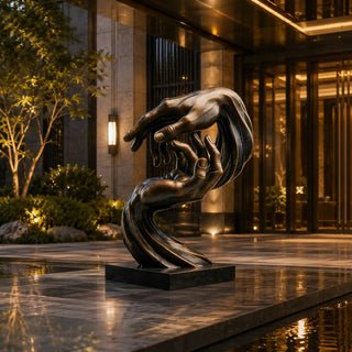 Victory Sculptures VSB-100 Philosophical bronze hands sculpture for art gallery and corporate space