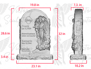 VICTORY Hand-Carved Marble Angel Headstone Custom Cemetery Monument VSM-61, Custom Link for Kamarie.
