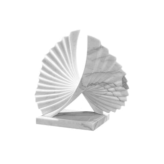 Contemporary white marble tabletop sculpture for console table and luxury office decor