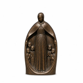 Bronze Our Lady of Medjugorje statue with protective mantle for Catholic churches, shrines, and prayer gardens