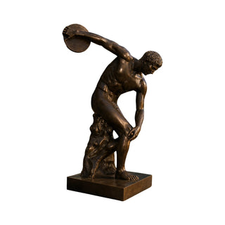 VICTORY VSB-91 Bronze discus thrower sculpture with dark copper-tone classical finish