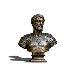 Classical bronze warrior bust sculpture by VICTORY VSB-08, ancient-style Roman soldier statue for home