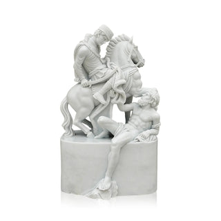 Luxury hand-carved marble equestrian figurine for art gallery and outdoor garden decor