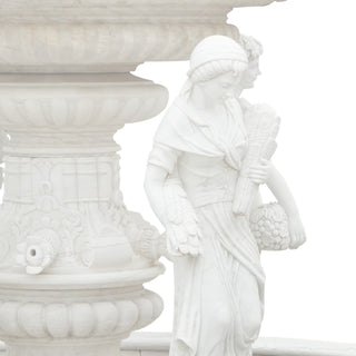 Large European marble tiered fountain with classical female statues for garden decor VSM-143