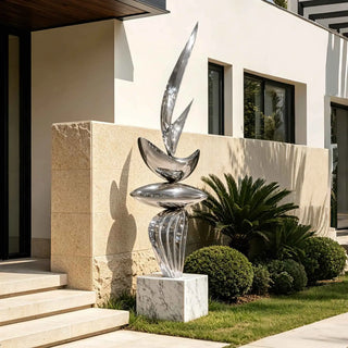 Mirror polished stainless steel abstract sculpture for luxury garden and villa, Indoor decor design VSS-109