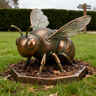 Handcrafted copper bee sculpture with detailed wings, artistic metal insect décor for home and garden VSB-24.