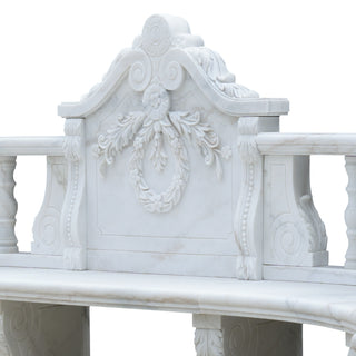 VICTORY VSM-77 Classical Marble curved carved bench sculpture in palace garden landscape