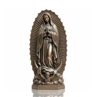 Life-size bronze Our Lady of Guadalupe monument for Marian shrines, memorial gardens, Catholic schools.