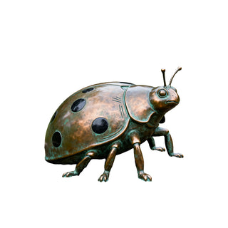 Custom bronze ladybug sculpture for home and garden décor, handcrafted with vintage-style detailing VSB-25.