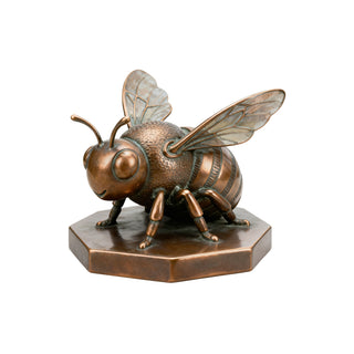Copper metal bee featuring textured wings, decorative insect statue for indoor or outdoor display VSB-24.