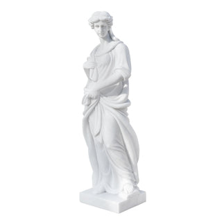 Marble goddess statue in classical Greek style with elegant drapery design for garden and villa decor