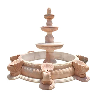 Three-tier beige marble garden fountain for luxury villa and outdoor garden VSM-142