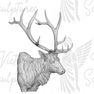 VICTORY Custom Bronze Elk Bust Sculpture Pair, 50% Deposit for Steve