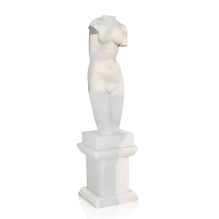 White marble female torso sculpture in classical style for modern interior and gallery decor