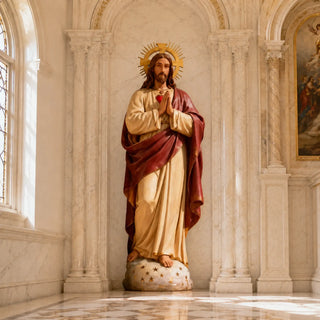 fiberglass Sacred Heart of Jesus praying statue, indoor catholic religious sculpture for church and chapel decor