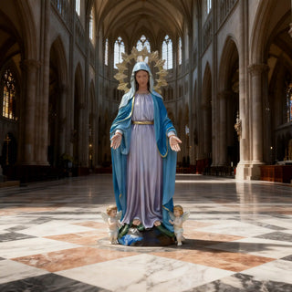 Fiberglass Virgin Mary sculpture, sacred Christian artistry, for church interiors and religious spaces