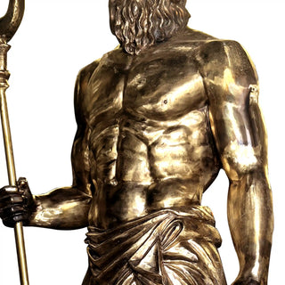 Gilded bronze Poseidon statue for boutique club interior decor  or cultural institution courtyard
