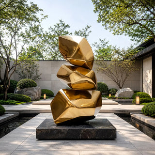 Gold mirror stainless steel abstract sculpture for luxury modern interiors VSS-115