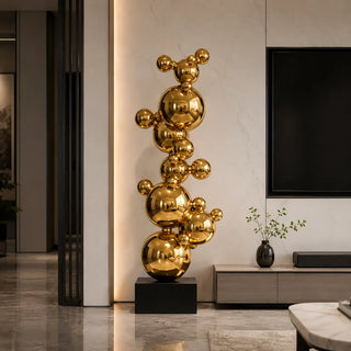 Gold mirror stainless steel bubble sculpture for luxury modern home and hotel lobby interiors decor
