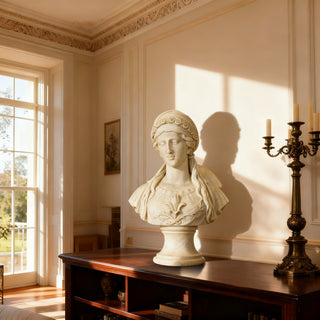 Hand-carved Greek goddess marble bust sculpture, female marble statue for luxury home and art decor