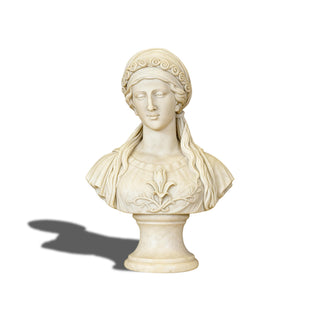 Greek goddess marble bust in luxury interior and art gallery setting, classical marble sculpture