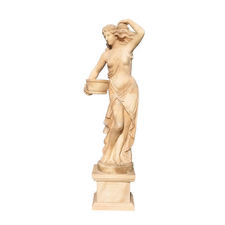 Hand-carved beige marble greek statue in classical Roman style for luxury garden decor vsm117