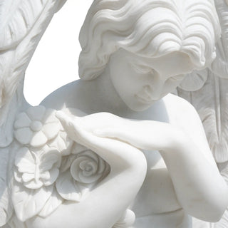 guardian angel face in marble sculpture expressing calm and peaceful emotion VSM-113
