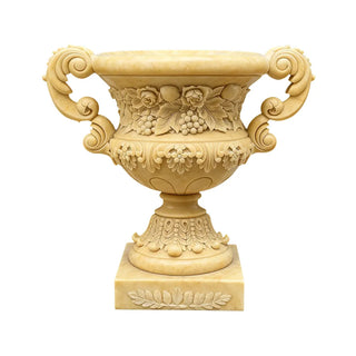 Beige marble flowerpot luxury European outdoor garden planter for villa and courtyard decor
