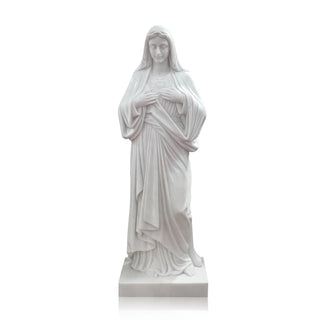 Life-size white marble Virgin Mary Sacred Heart statue for church and garden decor VSM-125