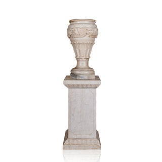 Hand carved marble planter urn with pedestal for classical garden and villa decor VSM-111