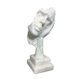 Hand-carved white marble abstract thinking face sculpture for modern interior decor VSM-123