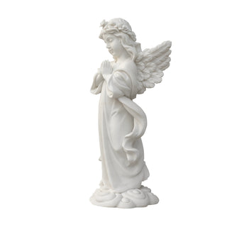 VICTORY VSM-84 Hand-carved white marble praying cherub statue for memorial garden