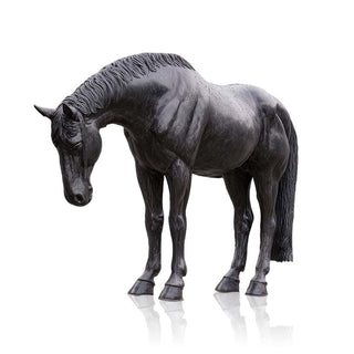 Handcrafted black bronze horse statue VSB-06, with fine textures for outdoor garden décor